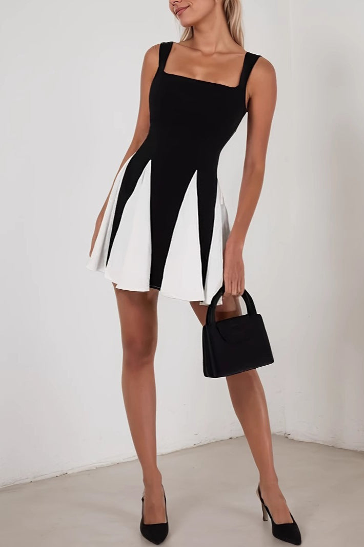 Colorblock Ruched ALine Work Dress