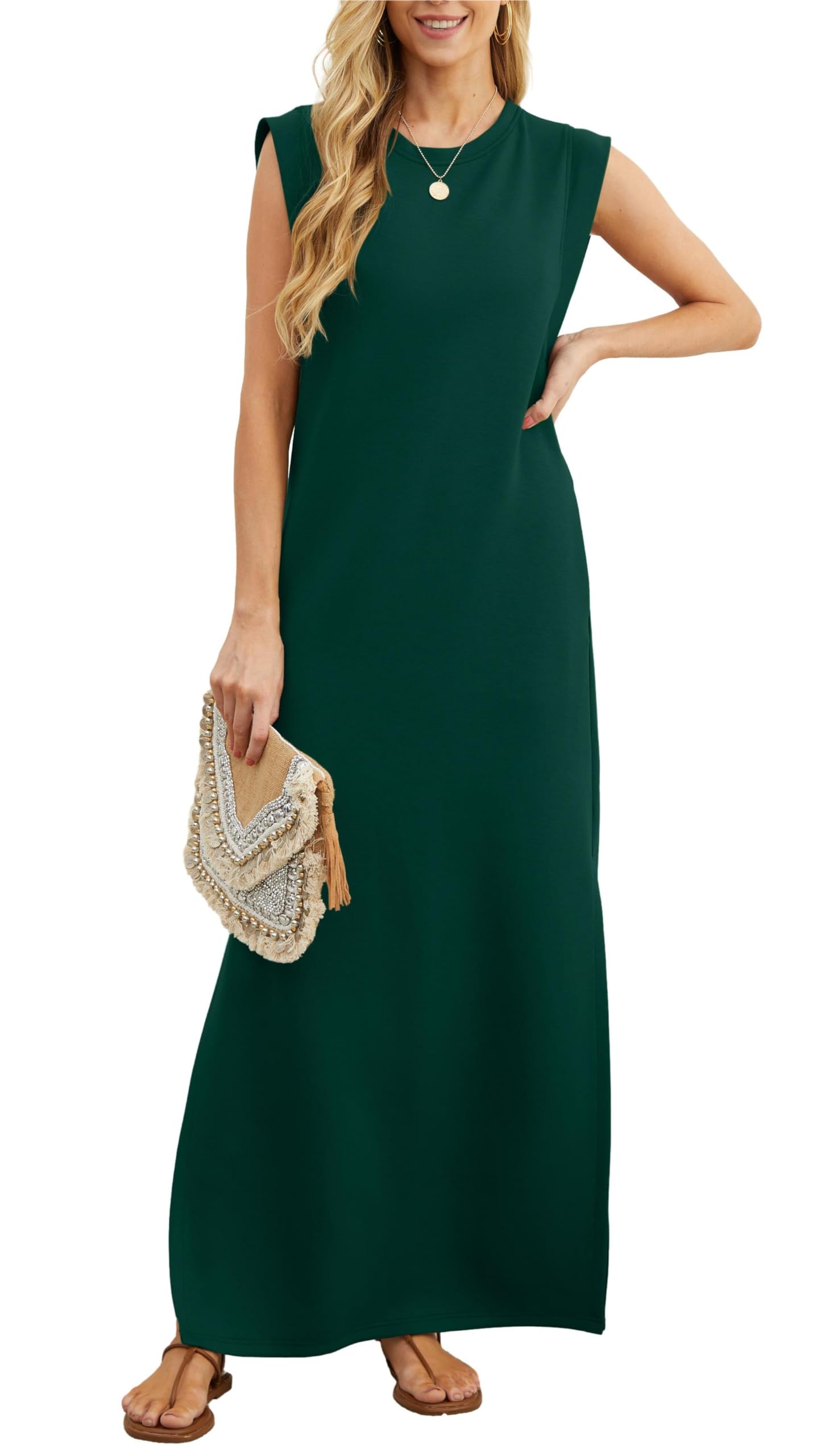 casual loose split wrinkle free maxi dress