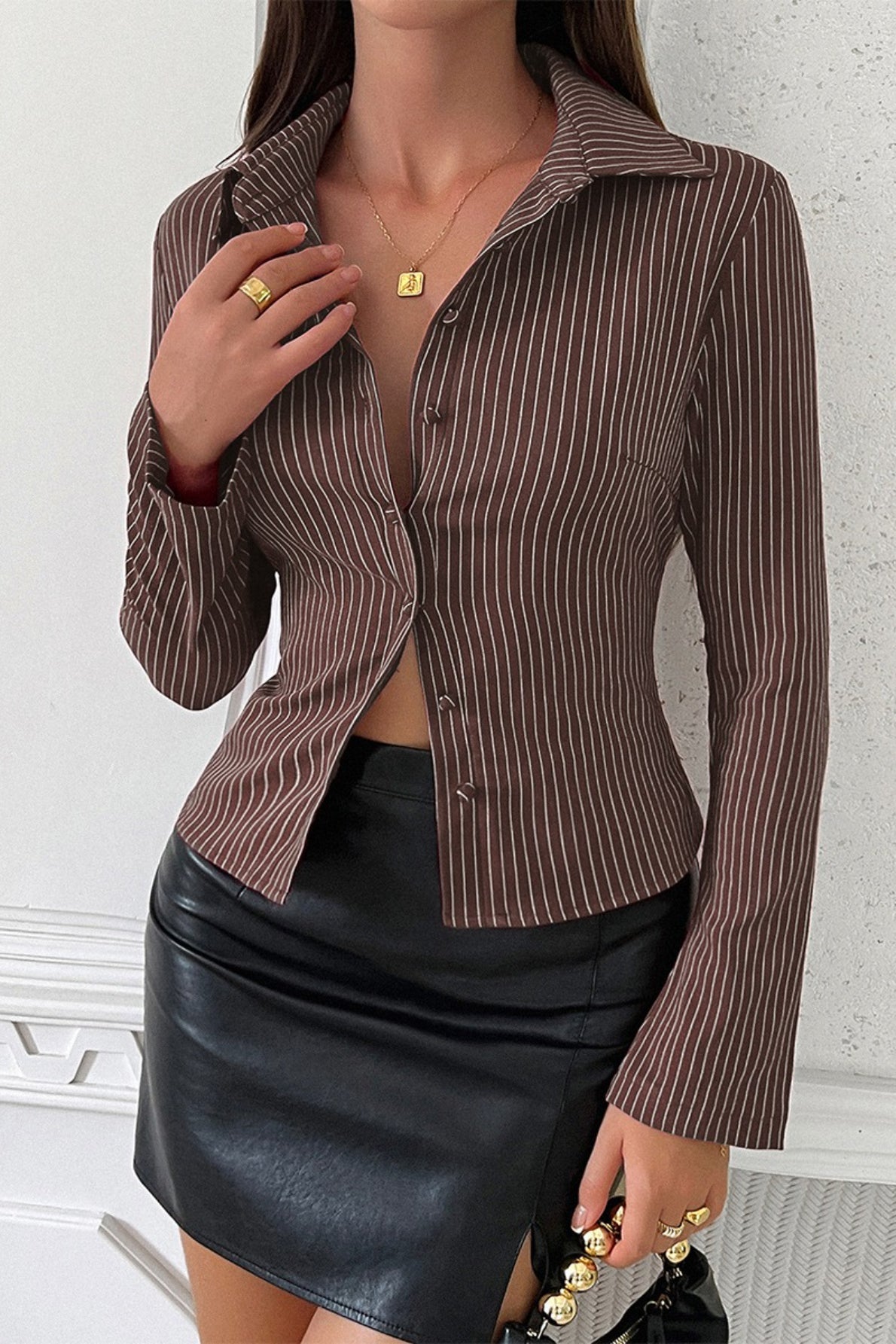 Striped Y2K Long Sleeve Blouse