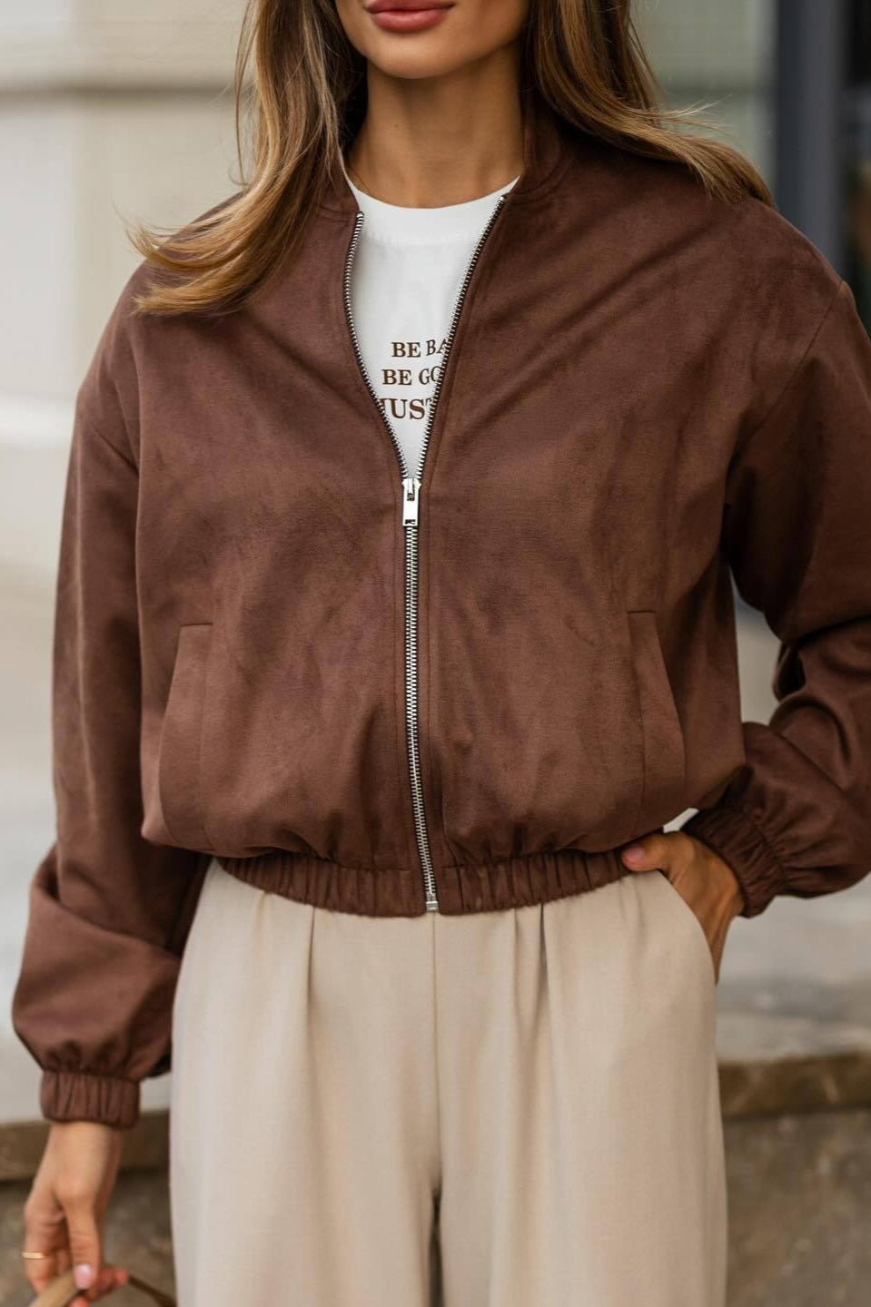Zipper Suede Warm Street-Style Jacket