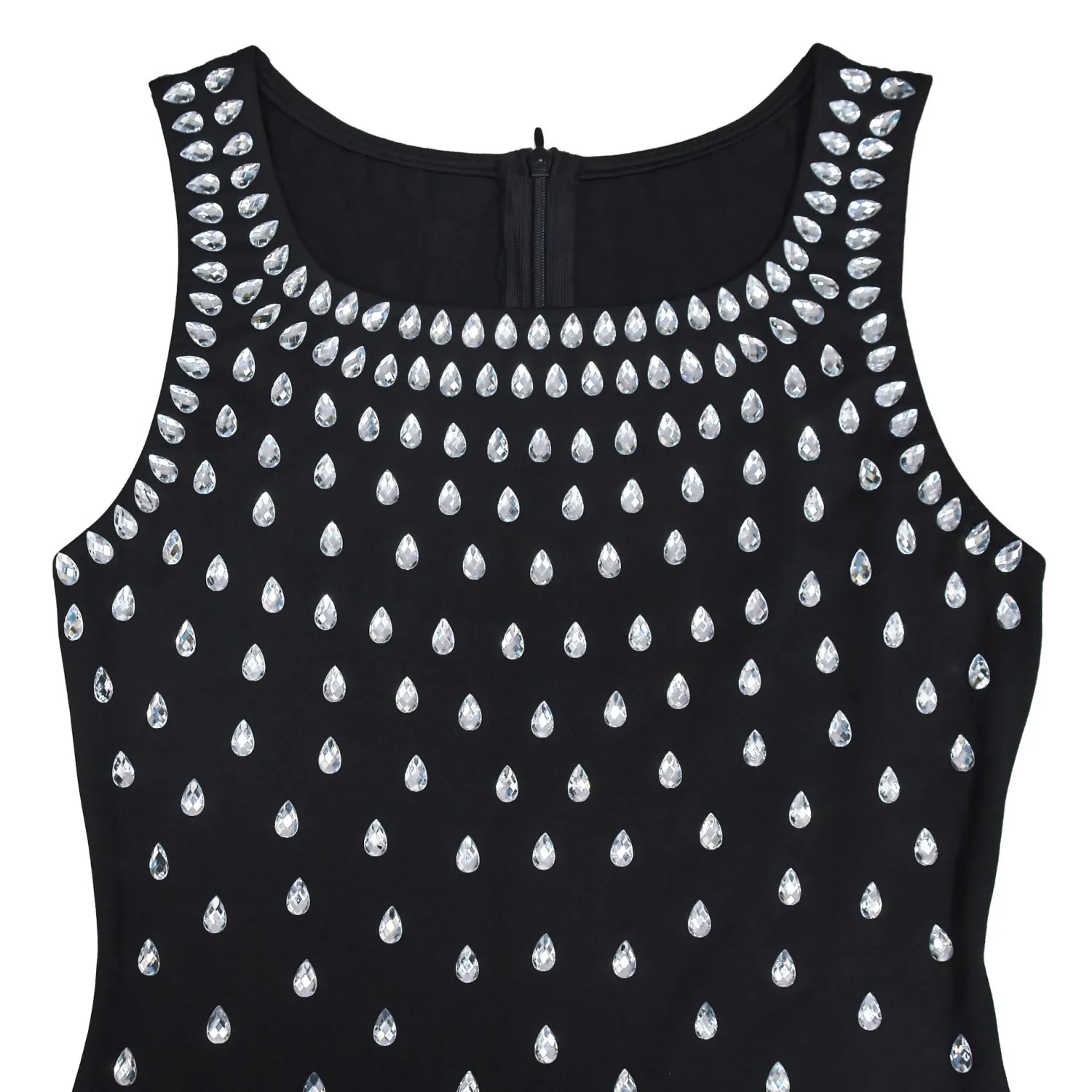 Rhinestone U-Neck Sleeveless Hip Dress