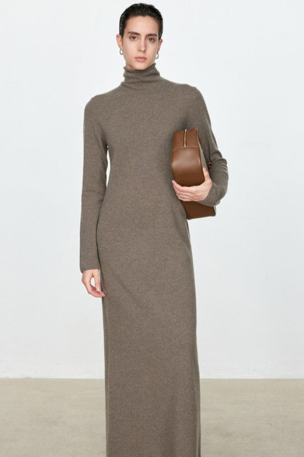 High Neck Flocked Slouchy Knit Dress 2