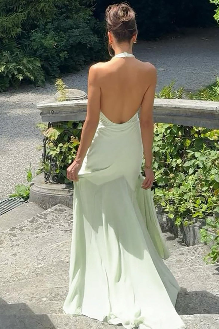 Deep VNeck Sheer Back Party Dress
