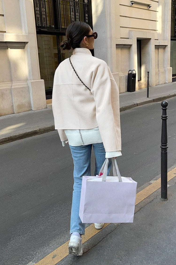 Oversized VNeck Wool Blend Coat