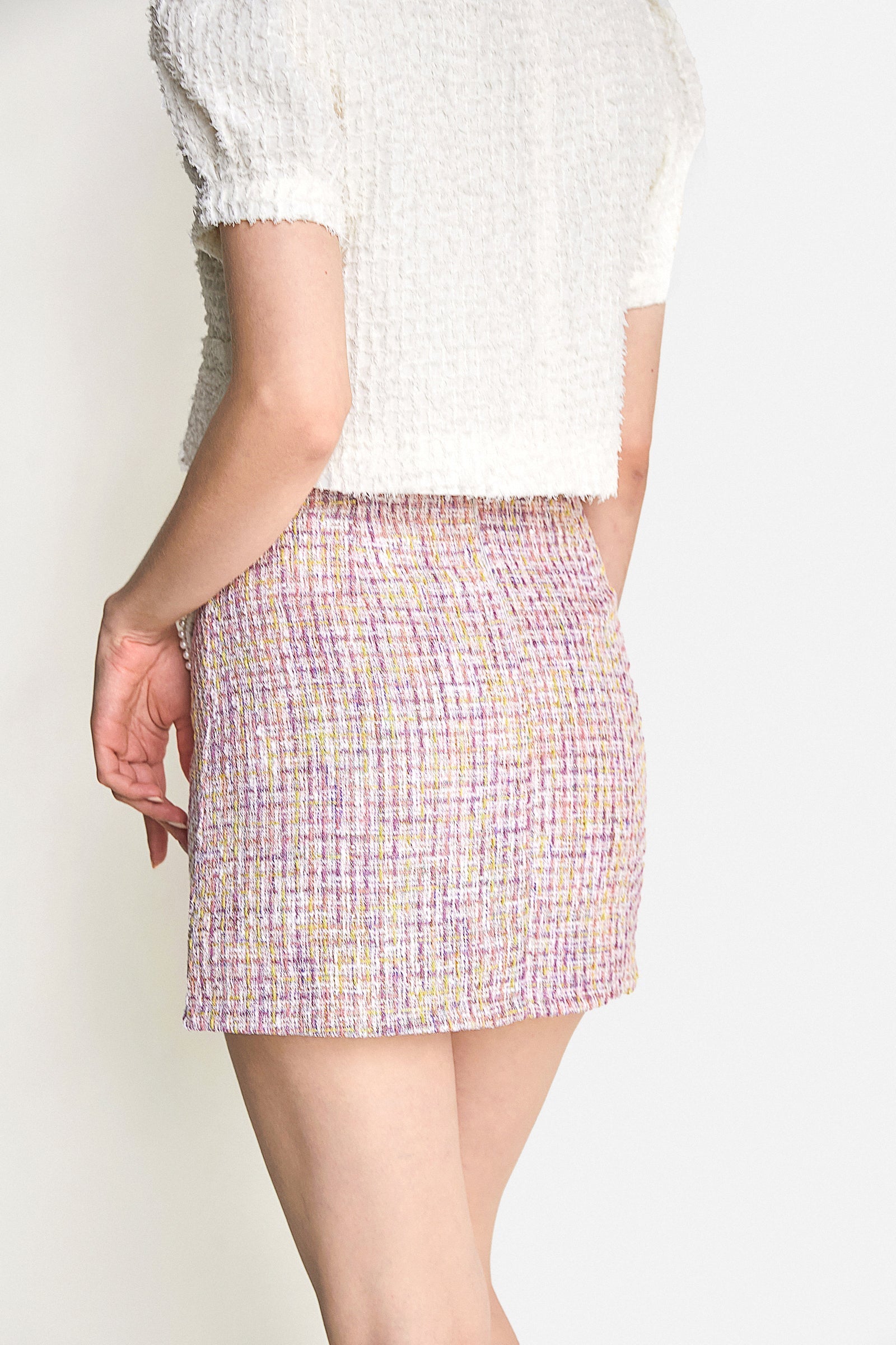 Pink Fake Pocket Skirt