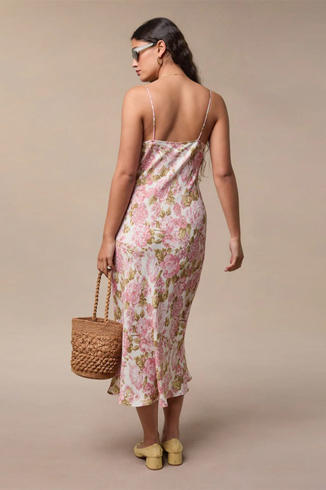 Spaghetti Strap Midi Slim Floral Dress