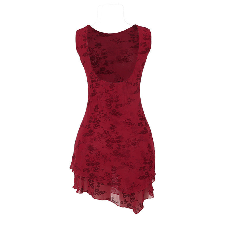 Beverly Mini Dress Maroon