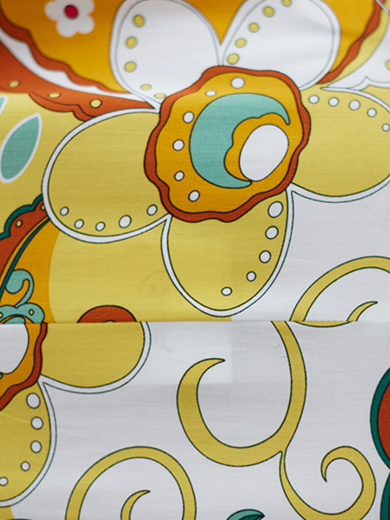 Yellow Round Neck Abstract Floral Half Sleeve Smock Maxi Dress 3