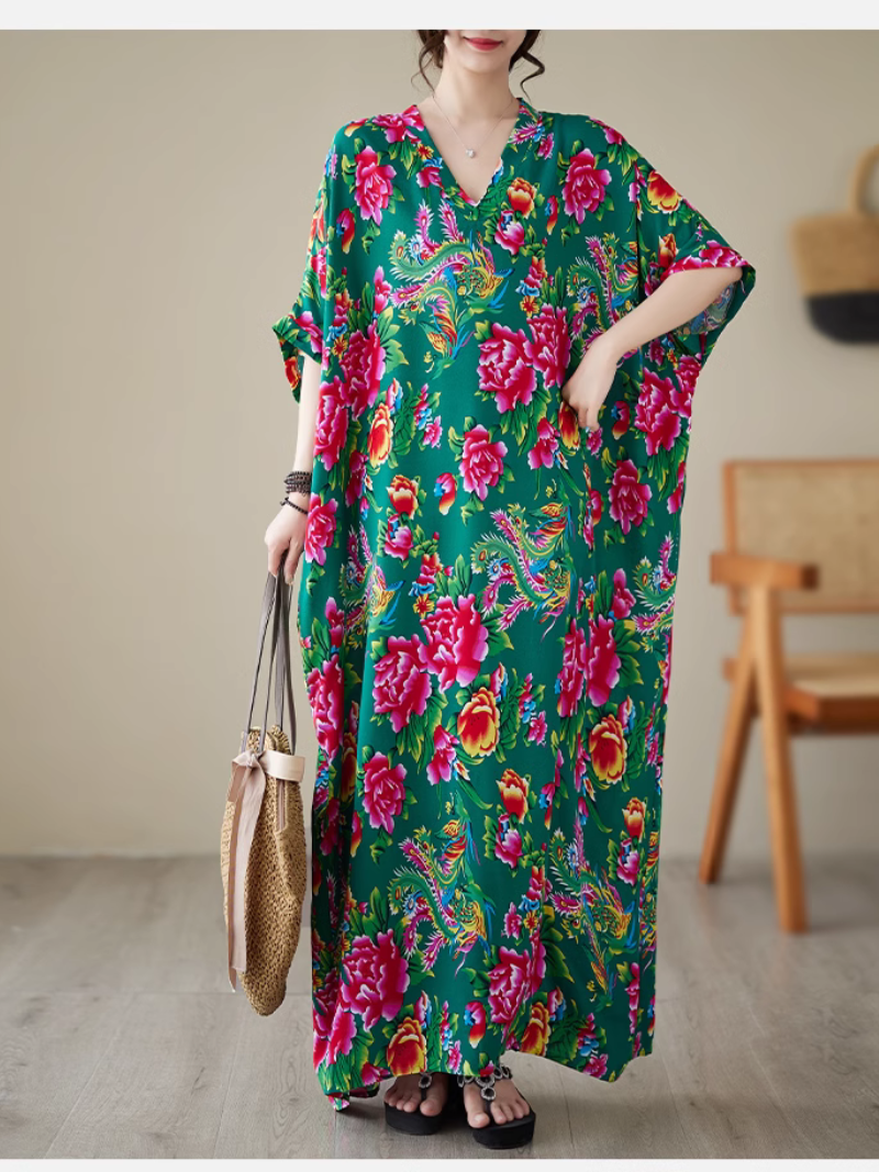 Elegance Cool Flower Kaftan Dress