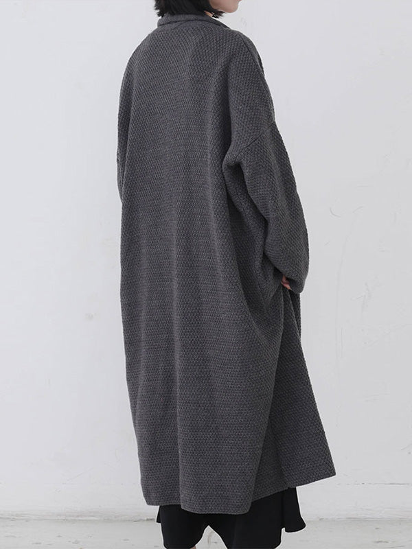 Open Front Cable Knit Longline Pocket Cardigan