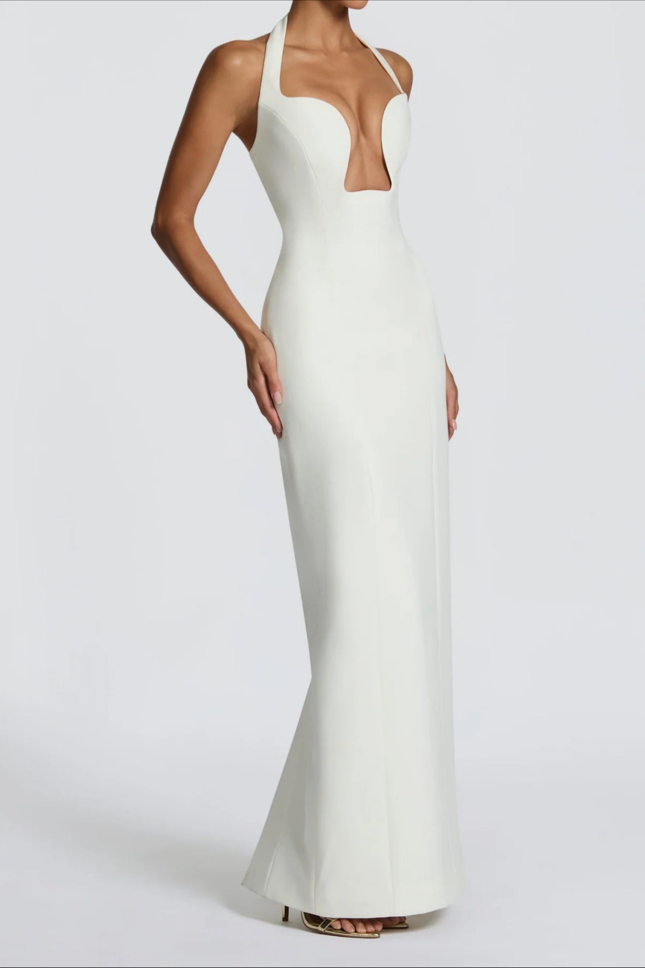 Halter Low Cut Cutout Maxi Party Dress