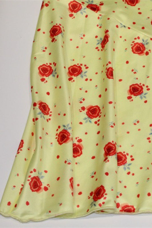 Yellow Scoop Neck Wide Strap Ditsy Floral Print Slip Maxi Dress 9