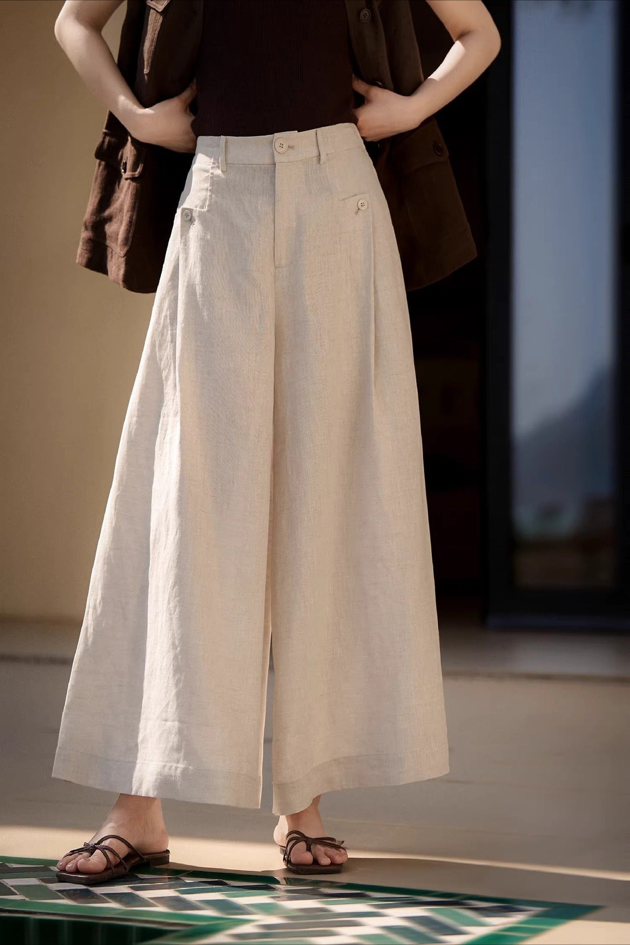 Breezy Linen Relaxed Wide Leg Pants