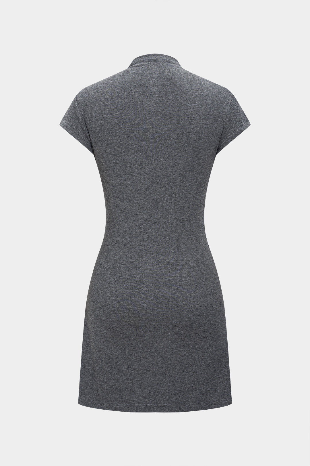 Solid Color A Line Button Short Sleeve Mini Dress