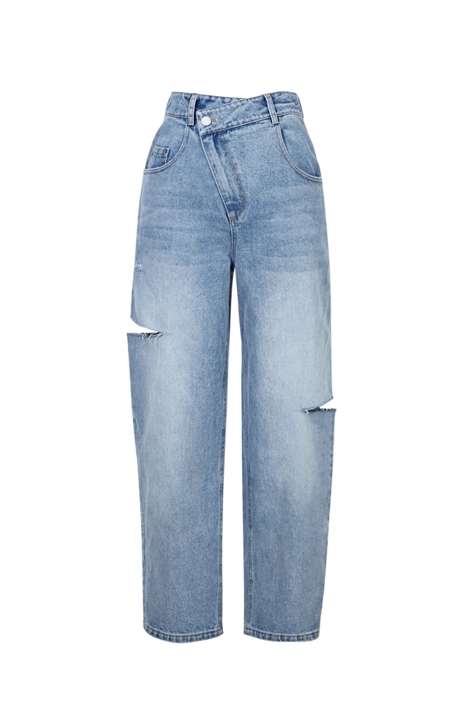 Ripped Slouchy Wide-Leg Mom Jeans