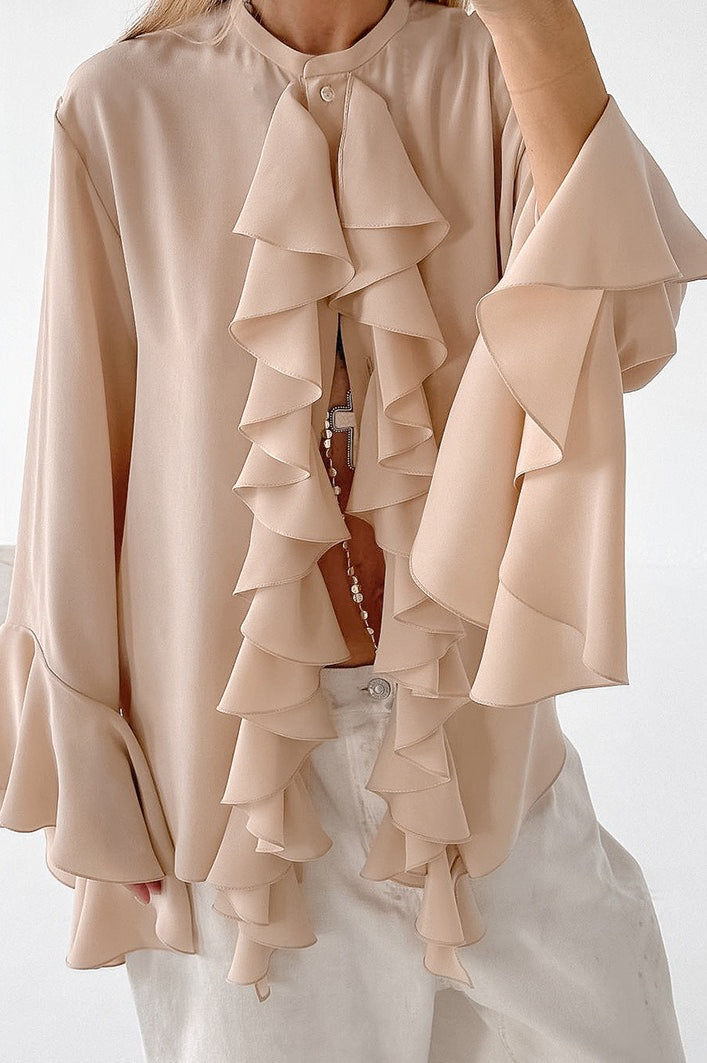 Ruffled Long-Sleeve Elegant Blouse