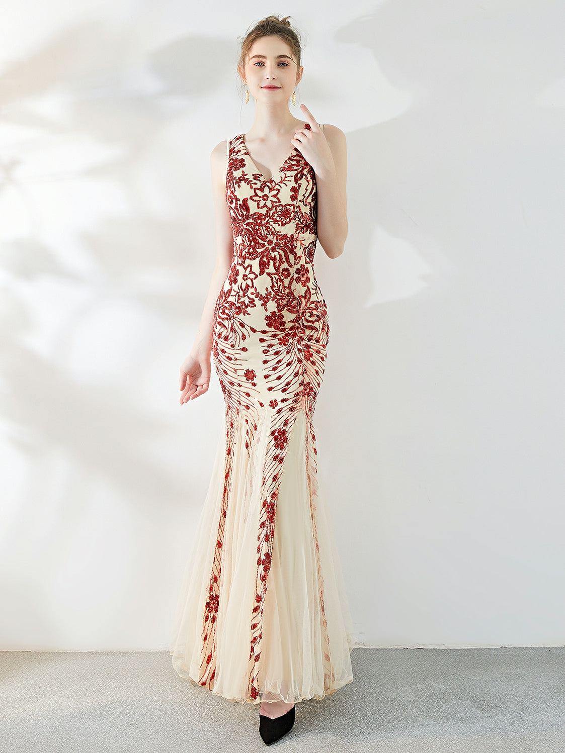 Fishtail Sequin long evening dress
