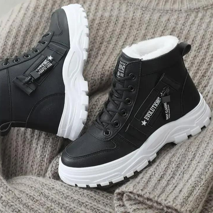 Fur-Lined Lace-Up High-Top Platform Sneaker Boots