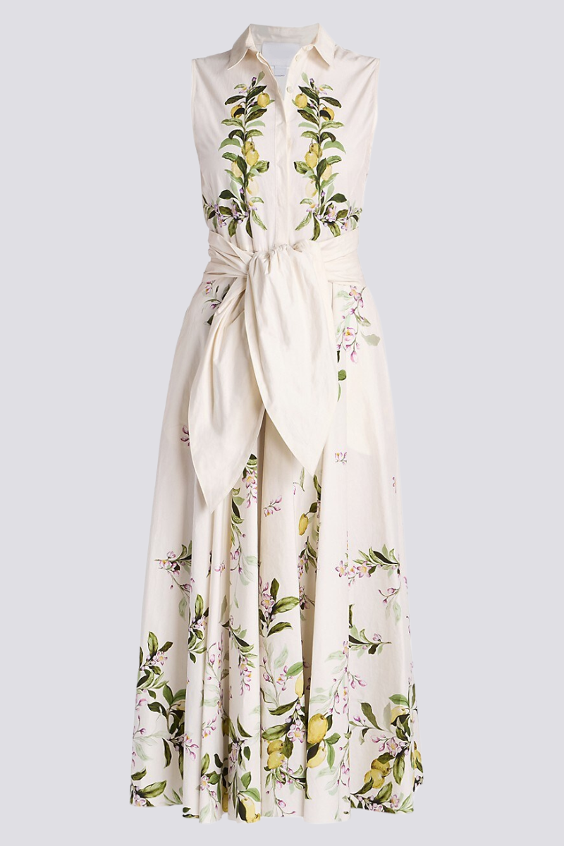 Pilar Timeless Sleeveless Maxi Dress with Floral Bow Evening Wear Edit