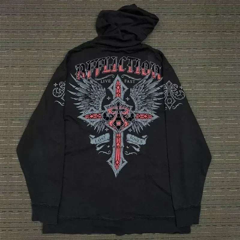 Gothic Skull Zipper Hoodie black 6 / S