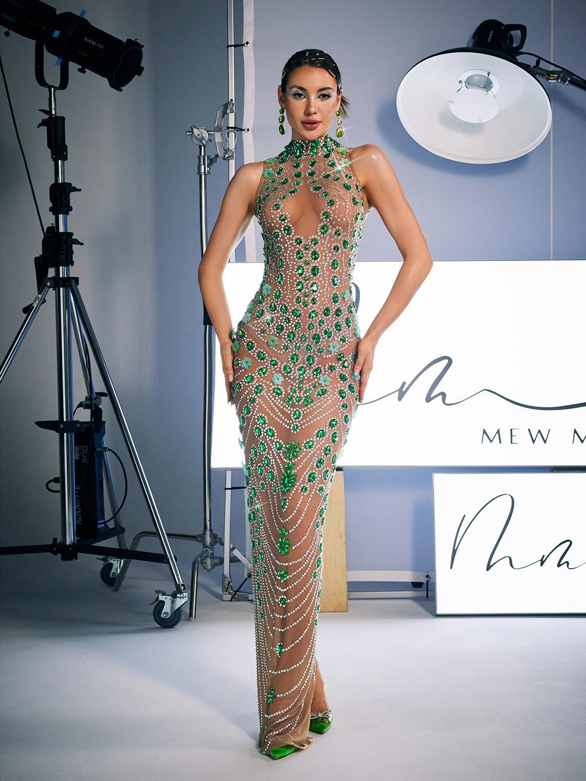Rhinestone Embellished Maxi Dress
