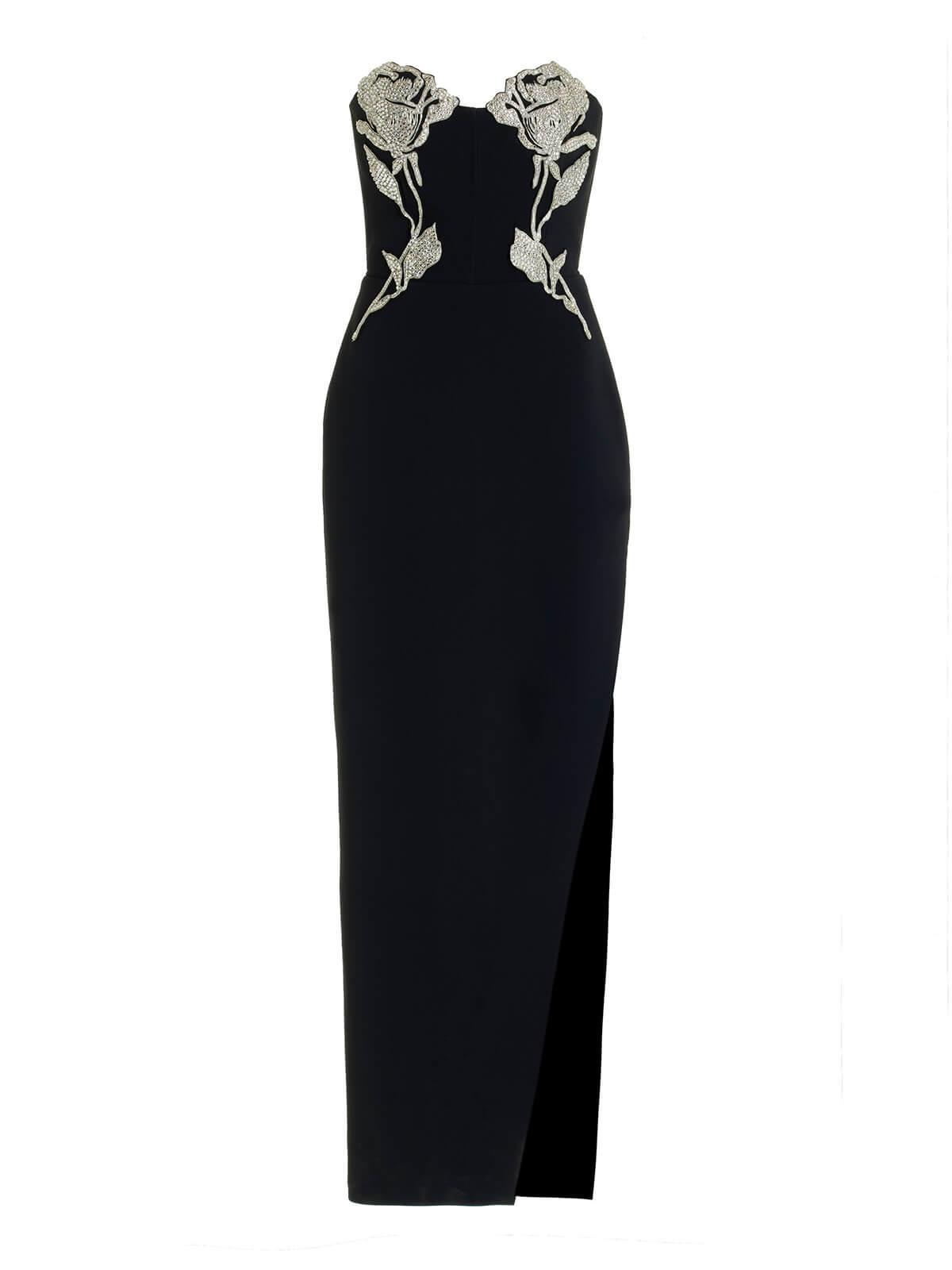 Aida Crystal Embellished Strapless Maxi Dress