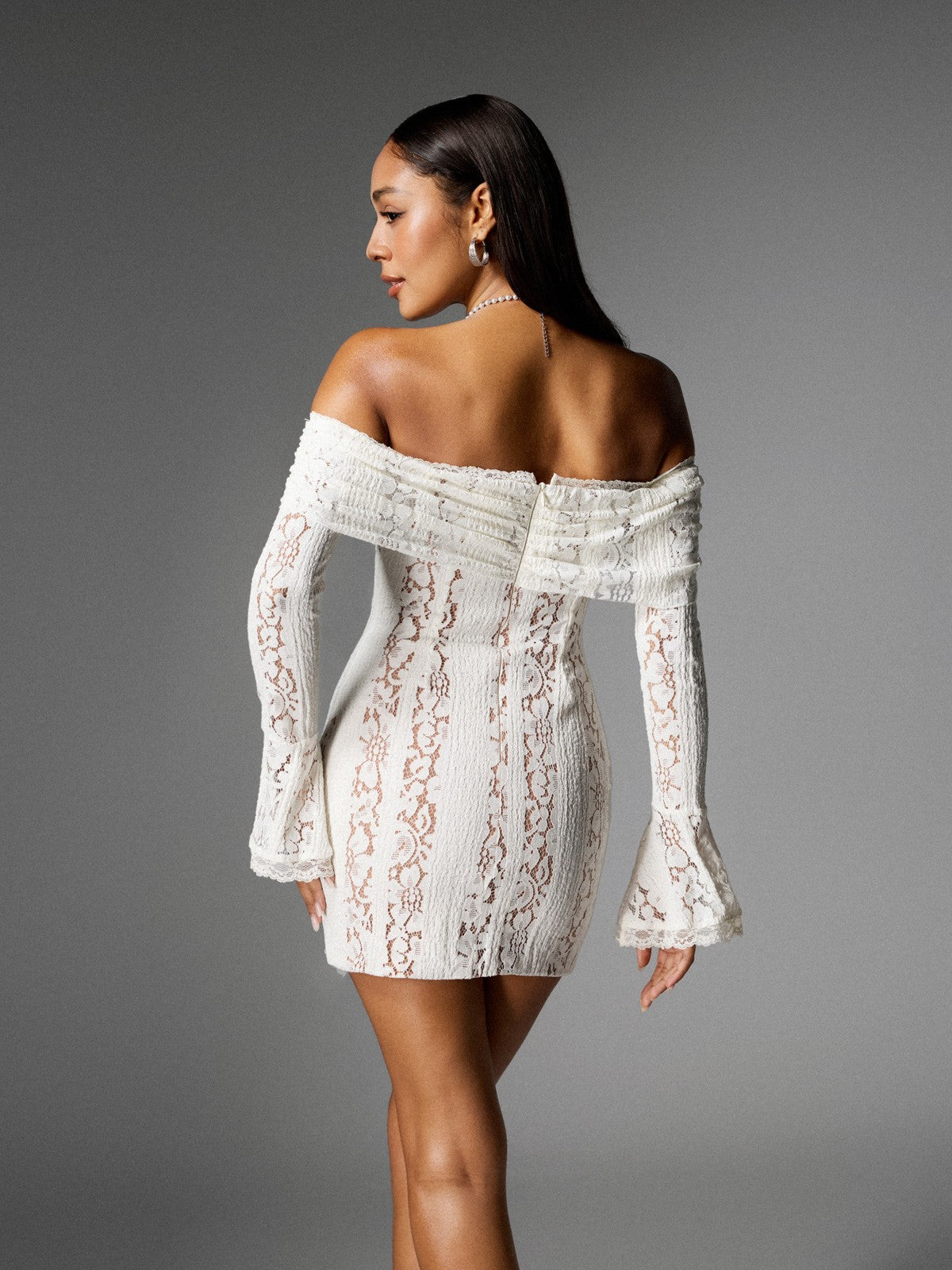 Off Shoulder Lace Mini Dress