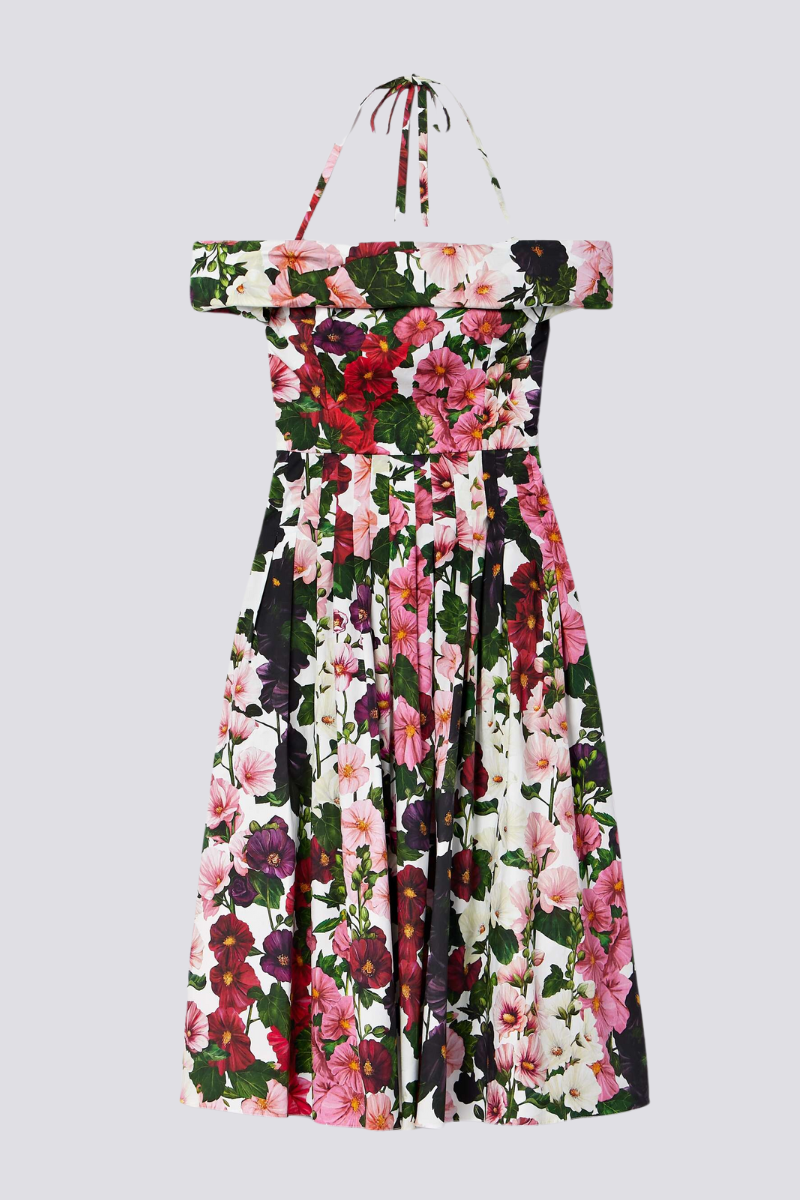 Rosa Timeless Off the Shoulder Floral Midi Dress Boutique Collection