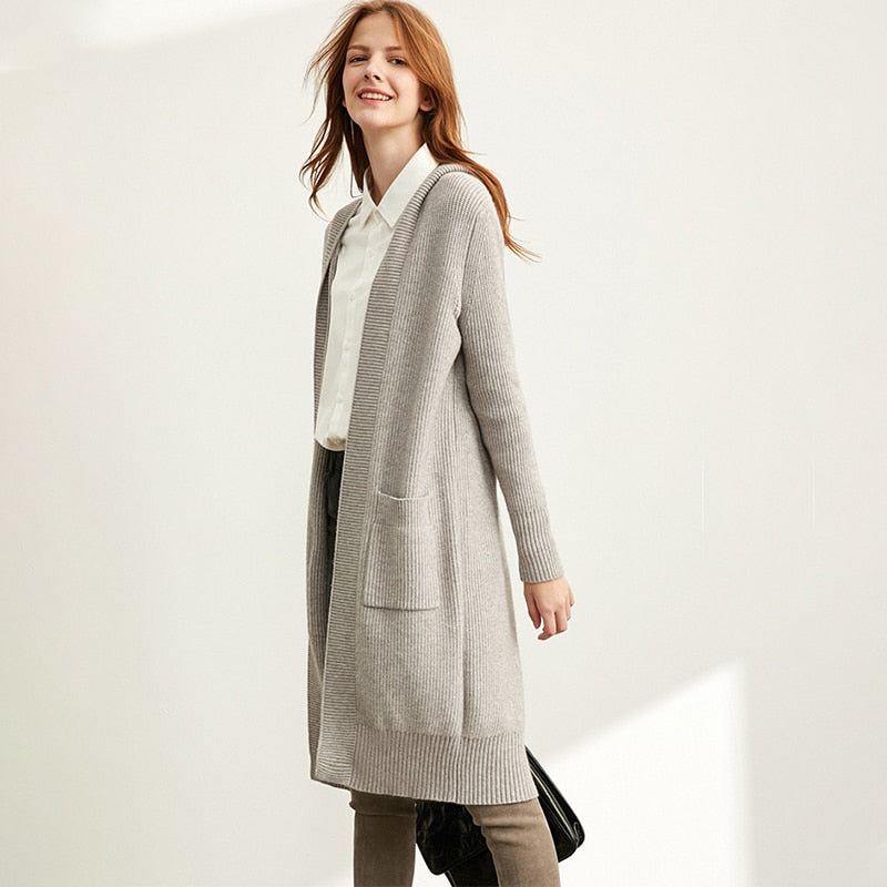 Women Fashion New Loose Hat Long Knitted Female Cardigan