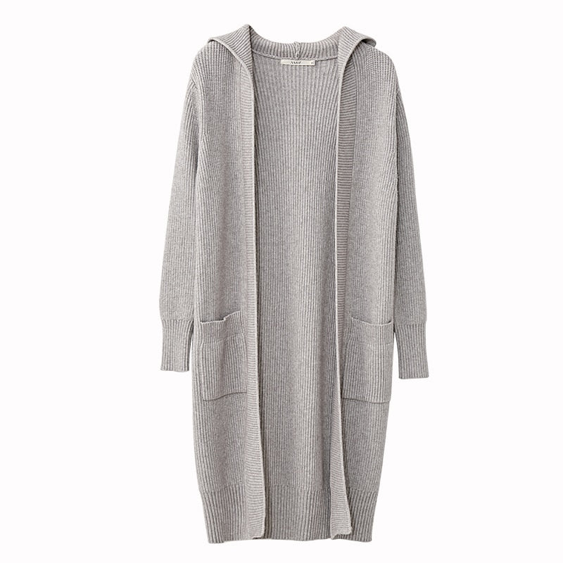 Women Fashion New Loose Hat Long Knitted Female Cardigan