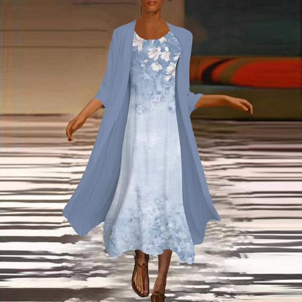 Yoselin Aesthetic Fashionable Long Dress with Matching Blouse Jacket for Women Designer Edit