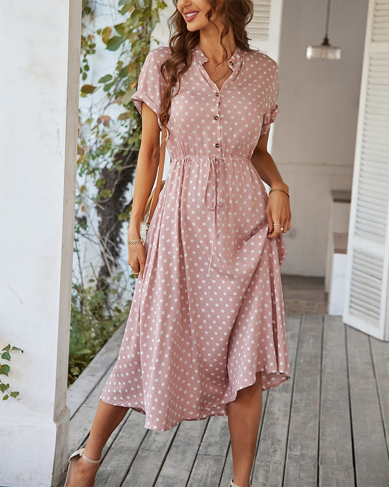 Laura Polka Dot Dress Elegant Dress with Premium Casual Styling