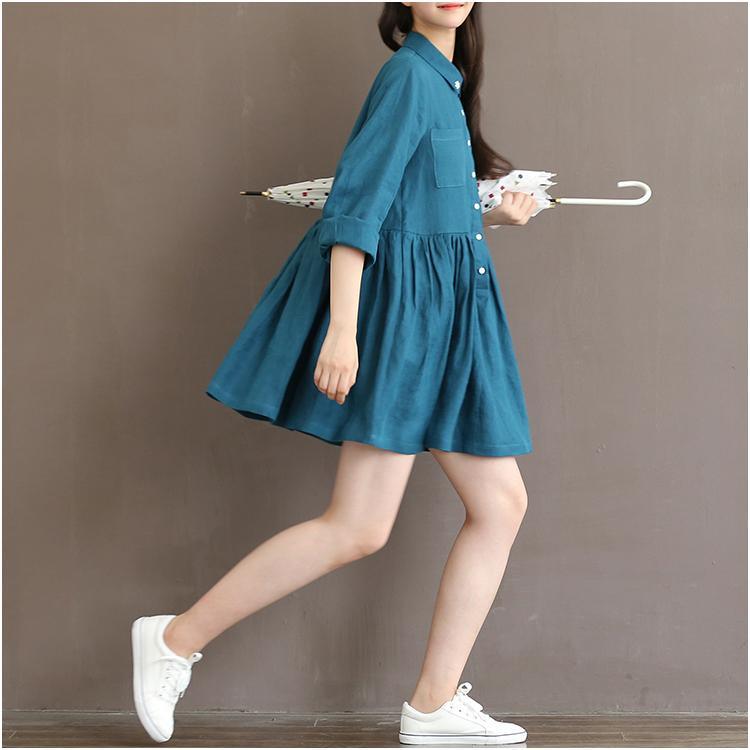 Aqua blue retro linen dress fit flare summer dresses linen sundress the raining afternoon