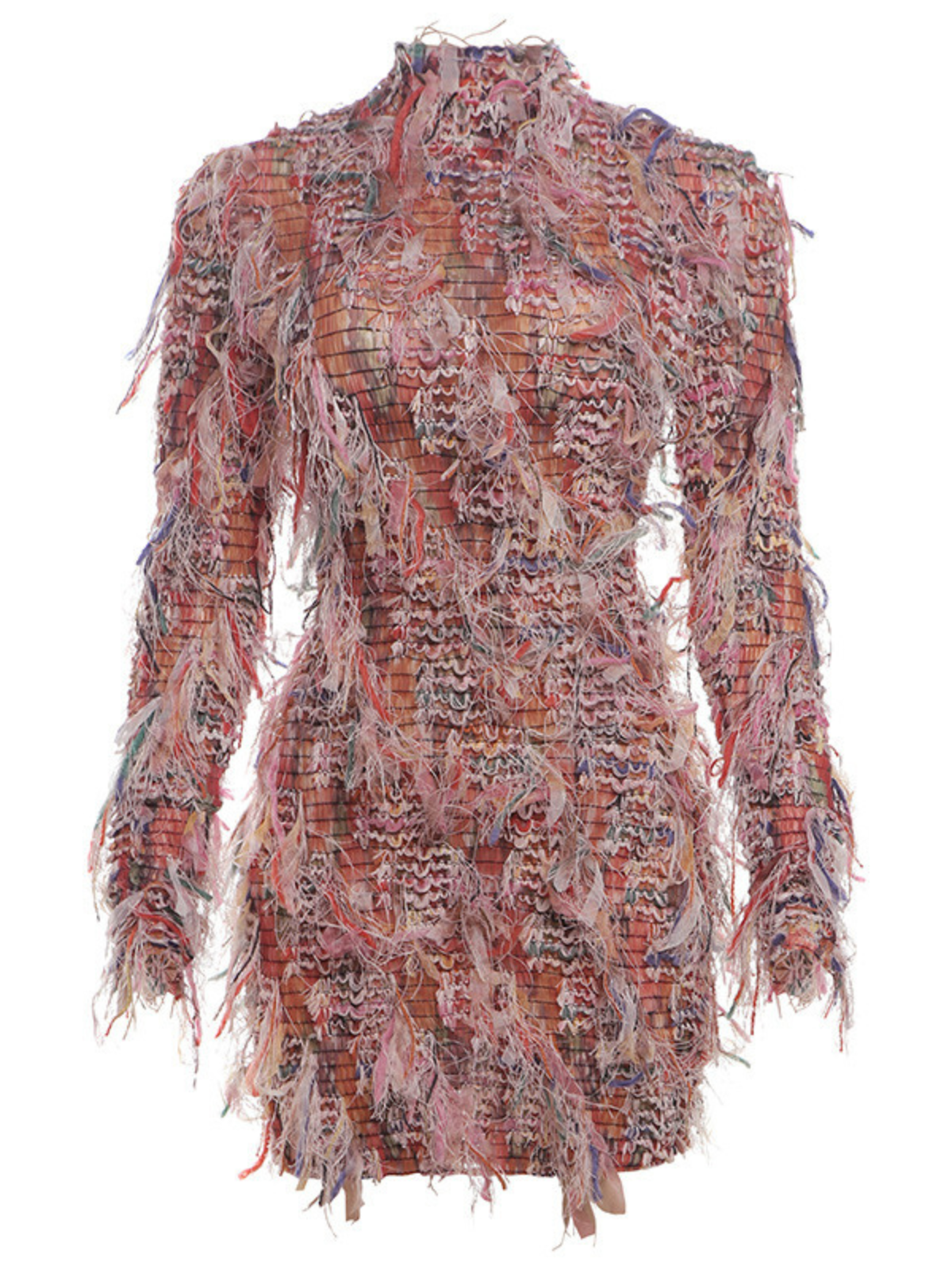 Long Sleeve Fringe Mini Dress