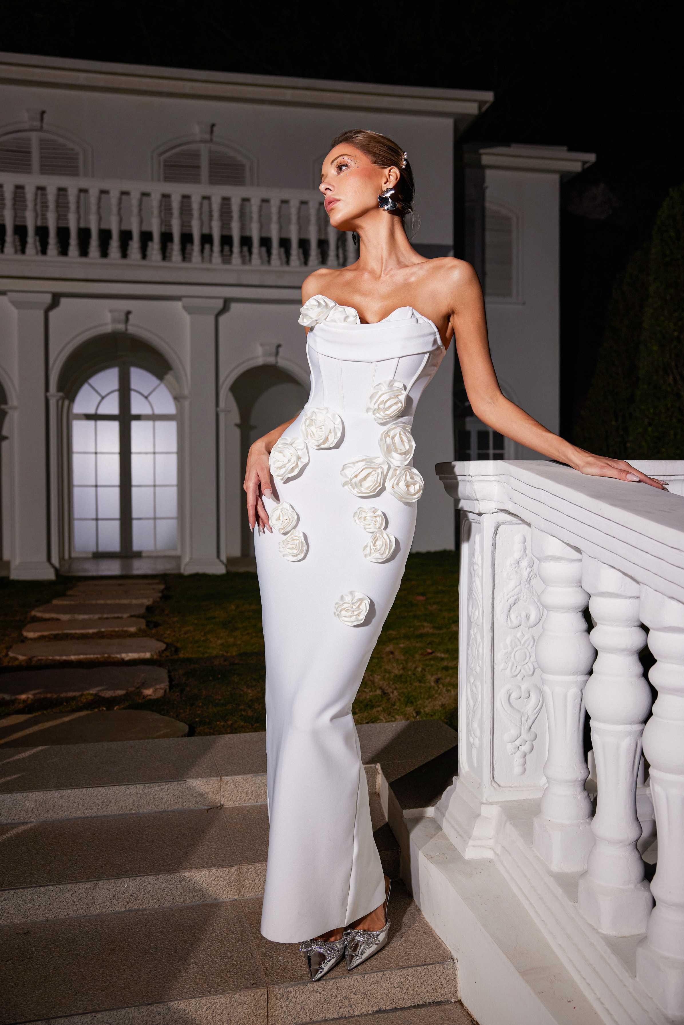 Strapless Flower Bandage Dress
