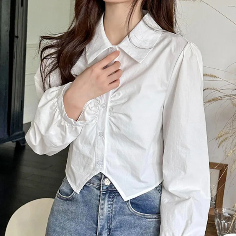Sexy V-neck Short Sleeve French Style Blouse WHITE / One Size blouse-250126