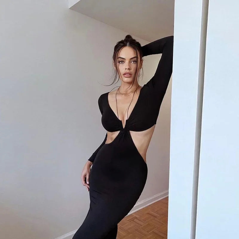 Halter Cut Out Fashion Outfits Maxi Dress