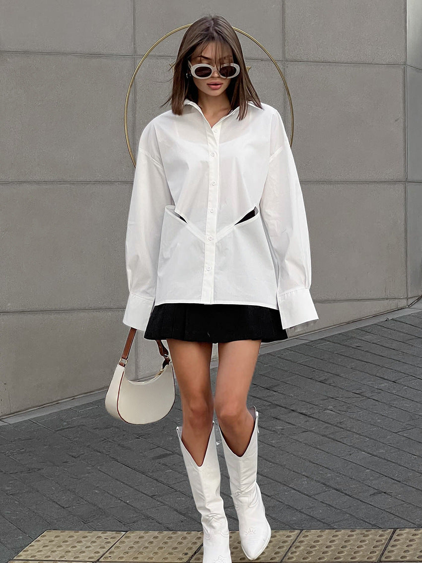 Essential Cutout Graceful Button Down Shirt White / Xs Shirts