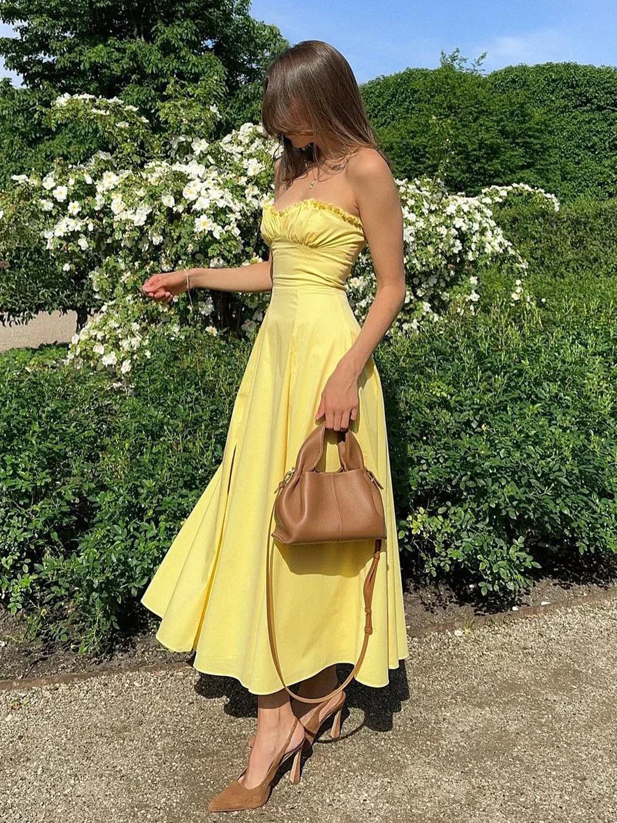 Loisa Lemon Corset Fit Midi Dress