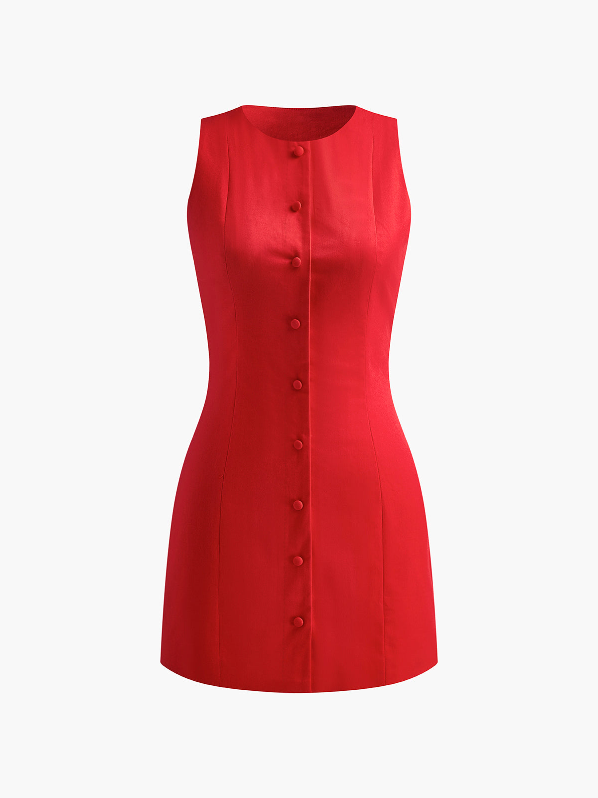 Button Front Sleeveless Short Dress