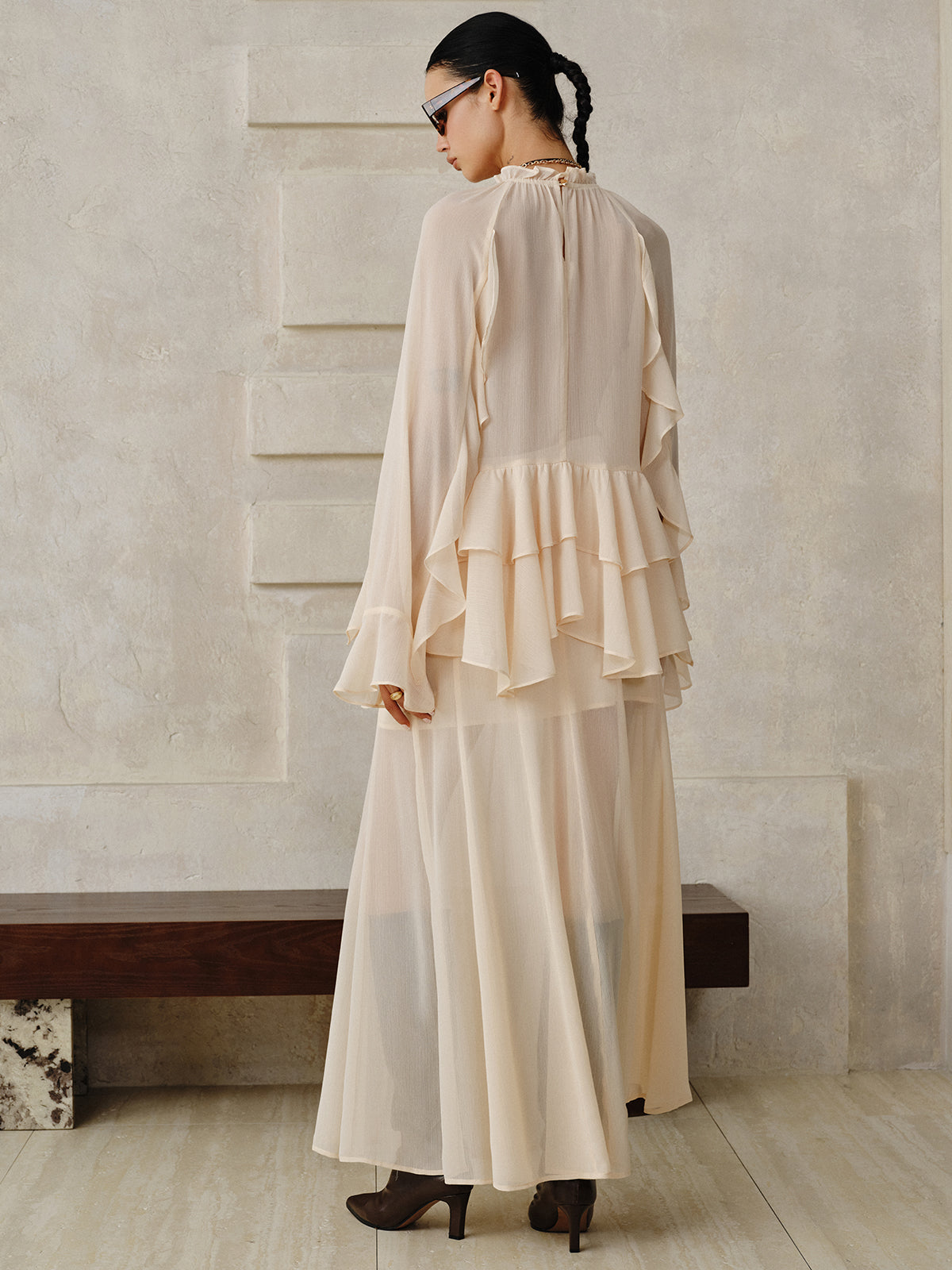 Chiffon Tiered Ruffle Top