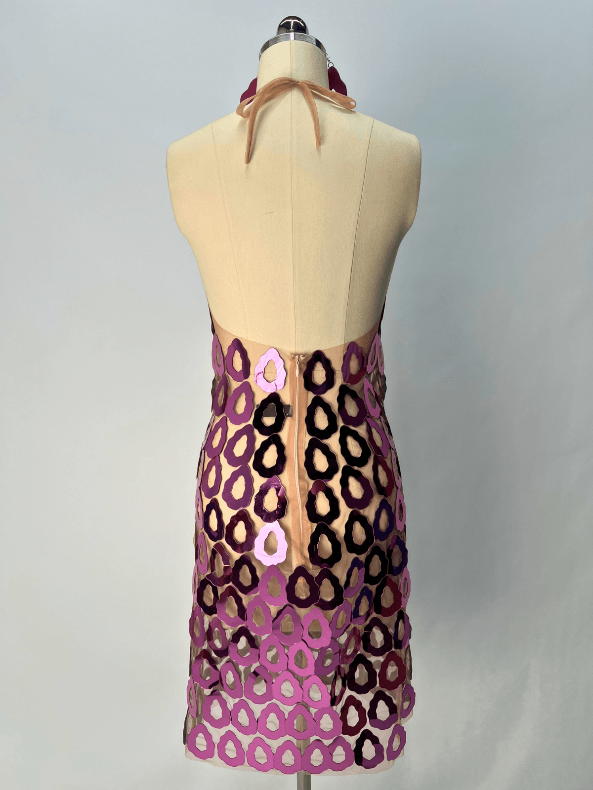 Halterneck Acrylic Mesh Mini Dress