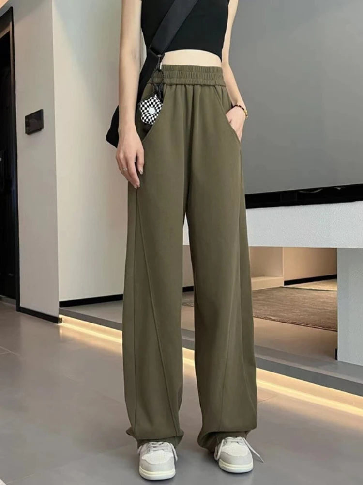Korean Autumn Women's Fashion High Waist Wide Leg Sweatpants
