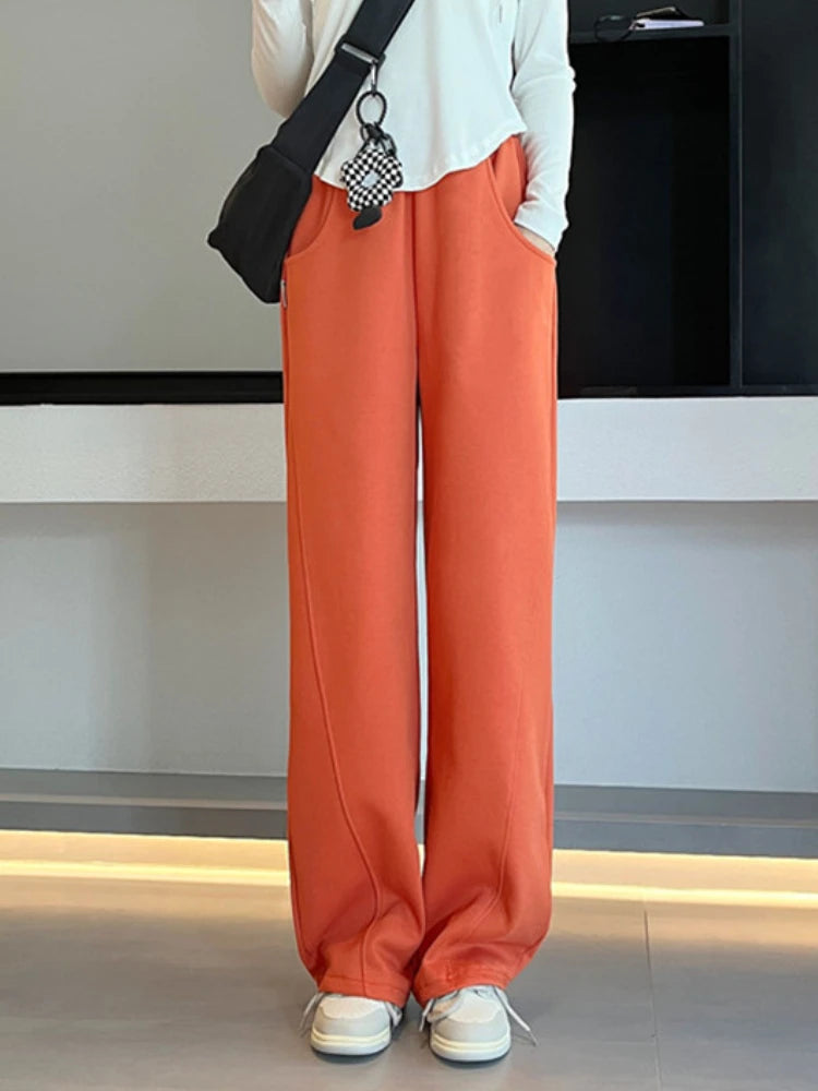 Korean Autumn Women's Fashion High Waist Wide Leg Sweatpants
