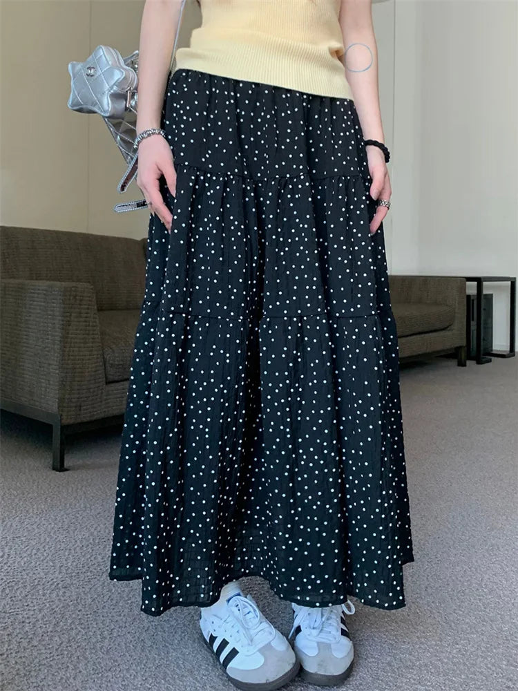 Vintage Polka Dot Sweet Girls Cake Aline Maxi Skirt