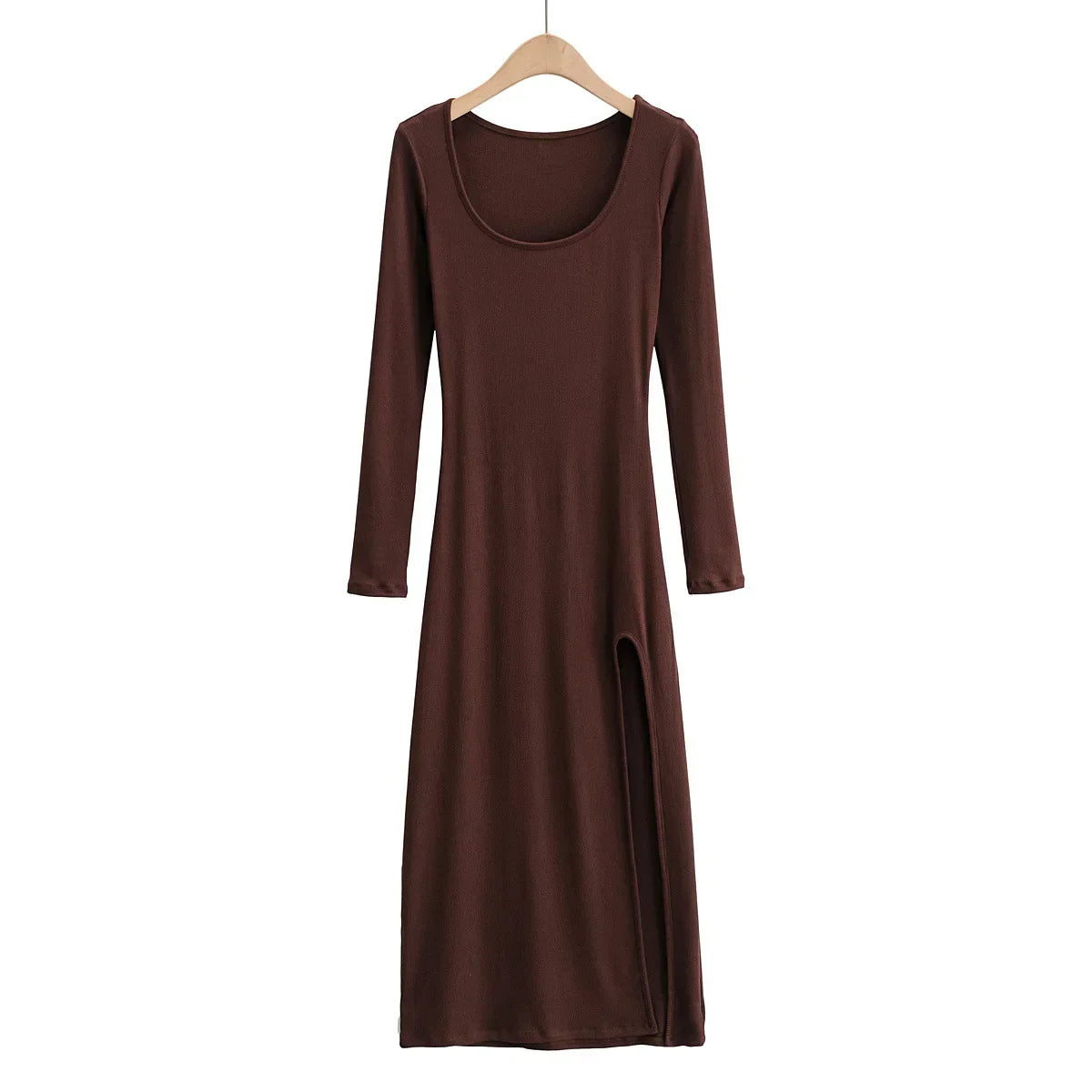 Round Neck Waist Elegant Streetwear Traf Midi Dresses