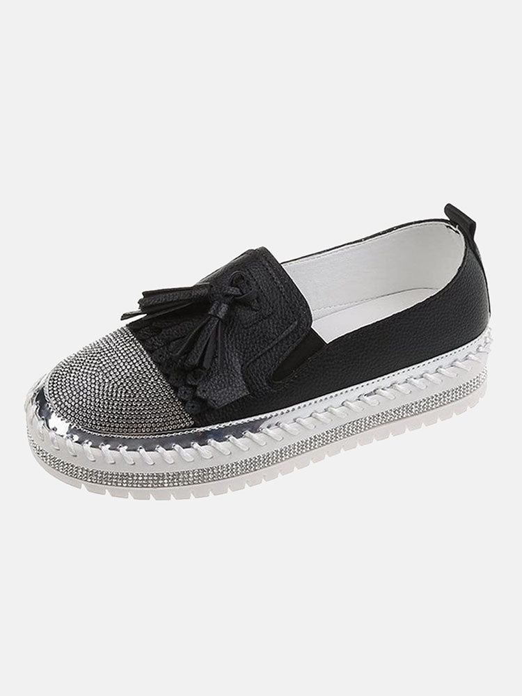 Rhinestones Tassel Slip On Loafers