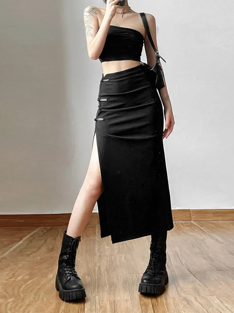 Sexy Split Black Casual AllMatch Hot Street Women's Skirt