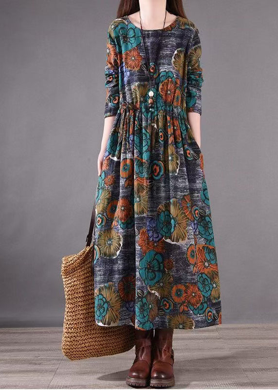 Blue Print Silm Fit Long Dresses Cinched Spring