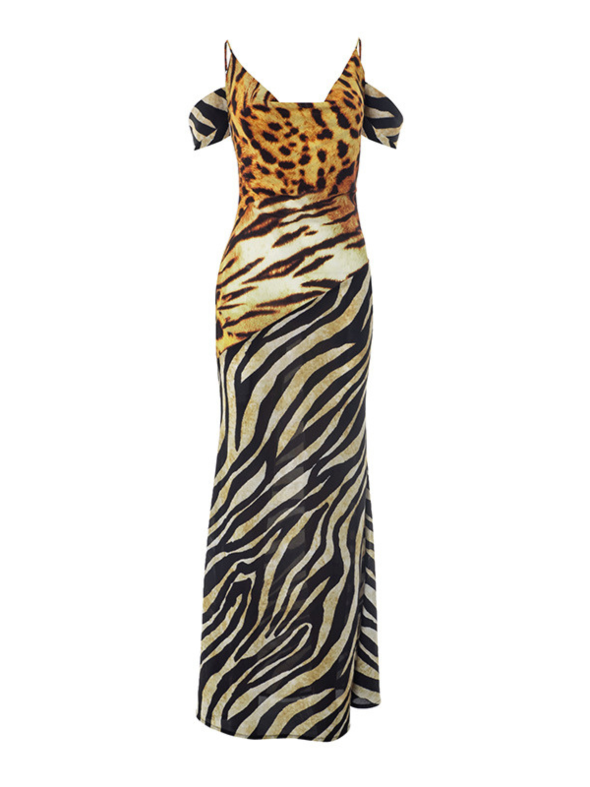 Cowl Neck Leopard Maxi Dress